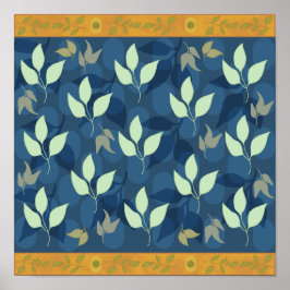 Heerlijk groen en blauw blad patroon poster