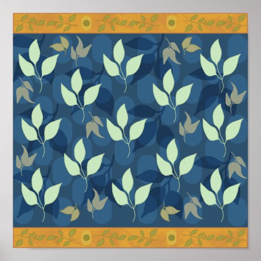 Heerlijk groen en blauw blad patroon poster (Voorkant)