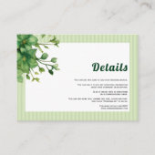 Heerlijk groen en strepen lente bruiloft details informatiekaartje (Voorkant)