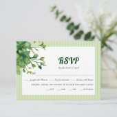 Heerlijk groen en strepen lente bruiloft RSVP kaartje (Staand voorkant)