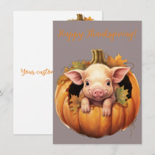 Heerlijk Happy Thanksgiving Varken Waterverf Kaart