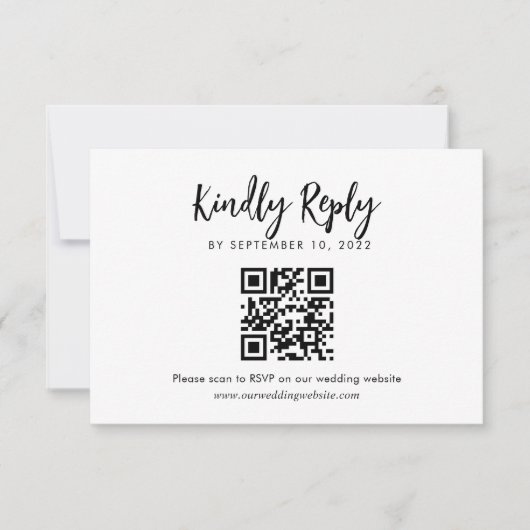 Heerlijk Hart Monogram Script Bruiloft QR Code RSV RSVP Kaartje (Voorkant)