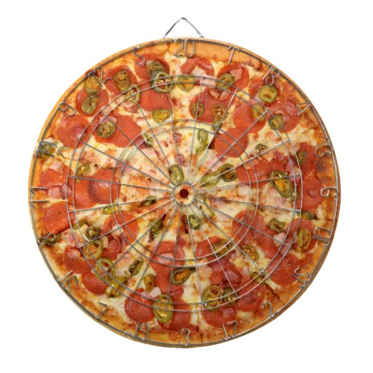 heerlijk heel pepperoni jalapeno pizza foto dartbord (Voorkant)