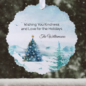 Heerlijk Hert met Rode Sjaal in Sneeuwbos w Naam Ornament Kaart