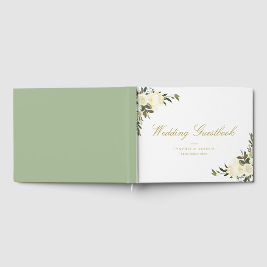 Heerlijk ivoren bloemen bruiloft gastenboek (Volledig)