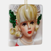 Heerlijk Kerstmis Meisje Hoofd Vaas Holly en Bont Keramisch Ornament (Rechts)