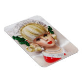 Heerlijk Kerstmis Meisje Hoofd Vaas Holly en Bont Magneet (Rechterzijde)