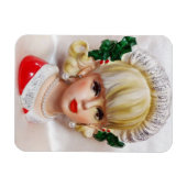 Heerlijk Kerstmis Meisje Hoofd Vaas Holly en Bont Magneet (Horizontaal)