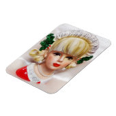 Heerlijk Kerstmis Meisje Hoofd Vaas Holly en Bont Magneet (Linkerzijde)