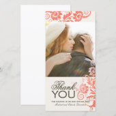 Heerlijk koraal dank u fotokaart (4x8) bedankkaart (Voorkant / Achterkant)