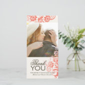 Heerlijk koraal dank u fotokaart (4x8) bedankkaart (Staand voorkant)