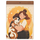 Heerlijk meisje en hond knuffel klembord (Achterkant)