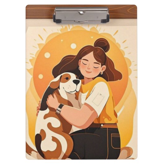 Heerlijk meisje en hond knuffel klembord (Voorkant)