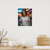 Heerlijk model met een blanco wit Gildan t-shirt Poster (Keuken)