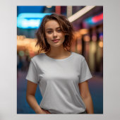 Heerlijk model met een blanco wit Gildan t-shirt Poster (Voorkant)