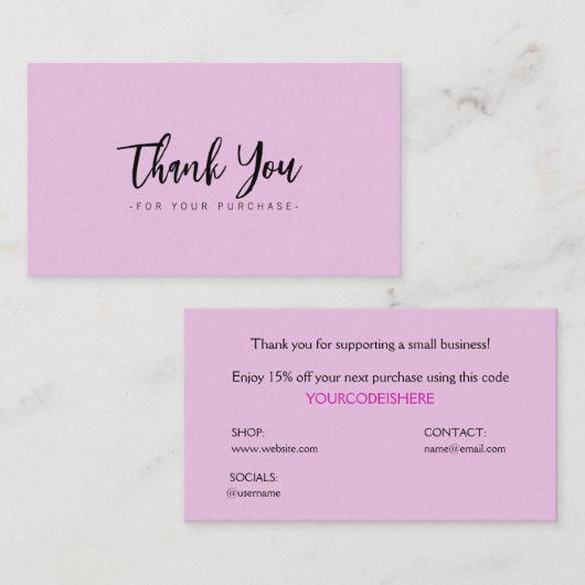 Heerlijk modern eenvoudig Dank u klein visitekaart Visitekaartje (Voorkant / Achterkant)