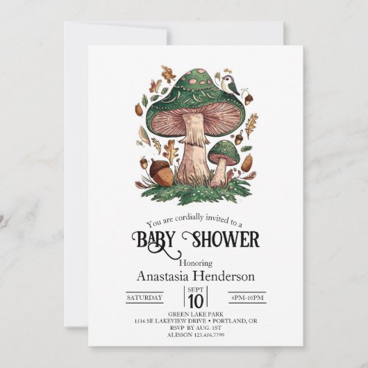 Heerlijk mystiek paddenstoel Baby shower Kaart (Voorkant)