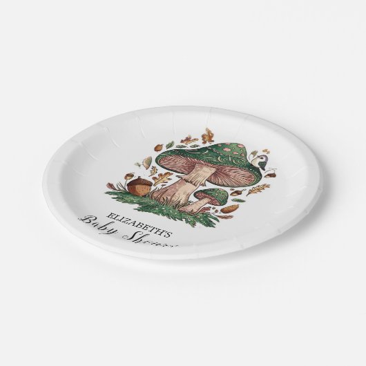 Heerlijk mystiek paddenstoel Baby shower Papieren Bordje (Gekanteld)