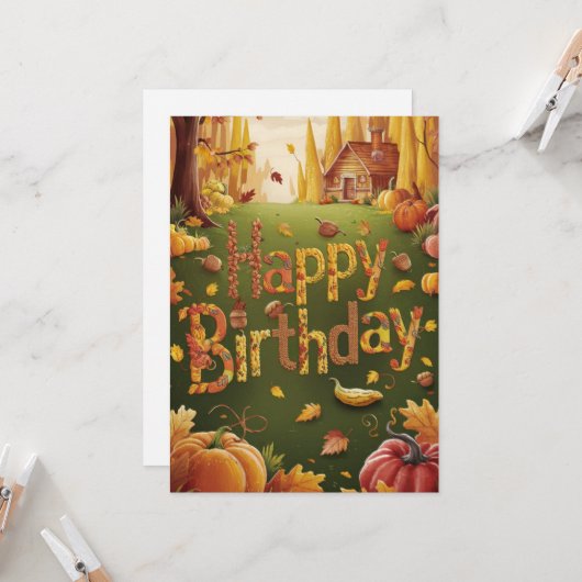 Heerlijk Mystiek Seizoen Herfst Herfst Happy Birth Kaart (Voorkant / Achterkant in situ)