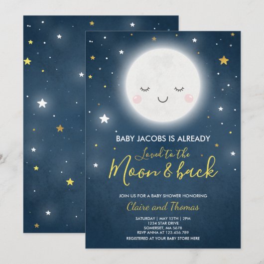 Heerlijk naar de maan en terug Baby shower Kaart (Voorkant / Achterkant)