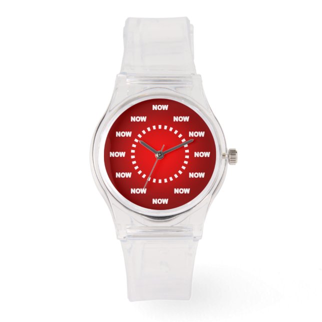 Heerlijk "NU" horloge (rood) (Voorkant)