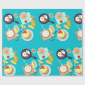 Heerlijk ontbijt pannenkoeken eieren koffie cadeaupapier (Vlak)