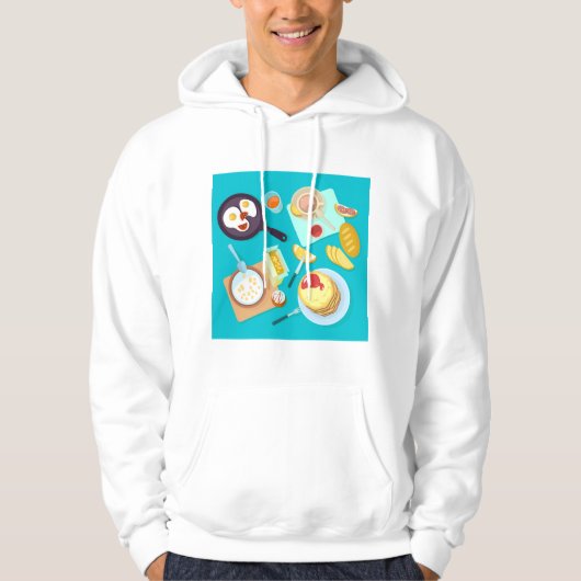 Heerlijk ontbijt pannenkoeken eieren koffie hoodie (Voorkant)