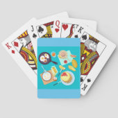 Heerlijk ontbijt pannenkoeken eieren koffie pokerkaarten (Achterkant)