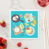 Heerlijk ontbijt pannenkoeken eieren koffie servet (Insitu)