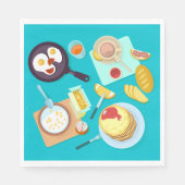 Heerlijk ontbijt pannenkoeken eieren koffie servet (Voorkant)