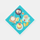 Heerlijk ontbijt pannenkoeken eieren koffie servet (Hoek)