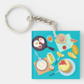 Heerlijk ontbijt pannenkoeken eieren koffie sleutelhanger (Voorkant)