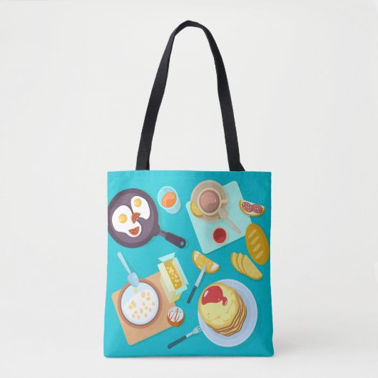 Heerlijk ontbijt pannenkoeken eieren koffie tote bag (Voorkant)