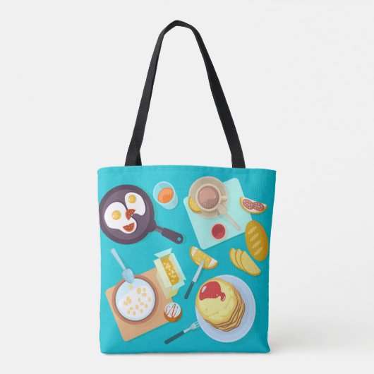 Heerlijk ontbijt pannenkoeken eieren koffie tote bag (Achterkant)