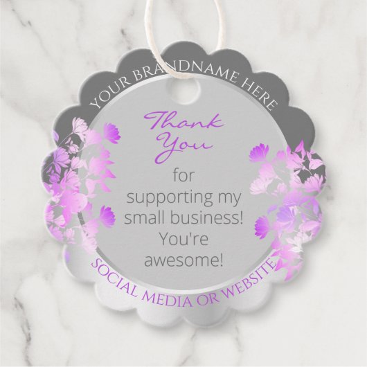 Heerlijk Paarse Bloemen Product Supplies Silver Gr Bedankjes Labels (Voorkant)