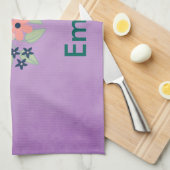 Heerlijk paarse perkament met bloemetjes theedoek (Quarter Fold)