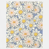 Heerlijk patroon van retro bloemenkunstwerk Blauw  Fleece Deken (Voorkant)