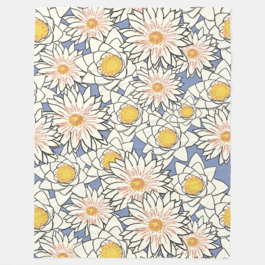 Heerlijk patroon van retro bloemenkunstwerk Blauw  Fleece Deken (Voorkant)