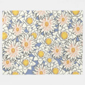 Heerlijk patroon van retro bloemenkunstwerk Blauw  Fleece Deken (Voorkant (Horizontaal))