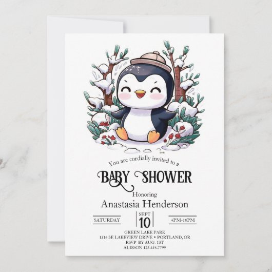 Heerlijk  Penguin Baby shower Kaart (Voorkant)