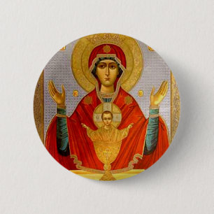 heerlijk pictogram heilige brij en kind ronde button 5,7 cm