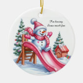 Heerlijk Pink Snowman speeltuin plezier Keramisch Ornament (Voorkant)