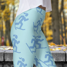 Heerlijk Poeder Blauw Sneeuwschoen Hardlooppatroon Leggings