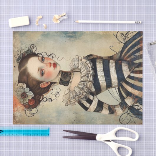 Heerlijk raar  meisje tissuepapier (Craft)