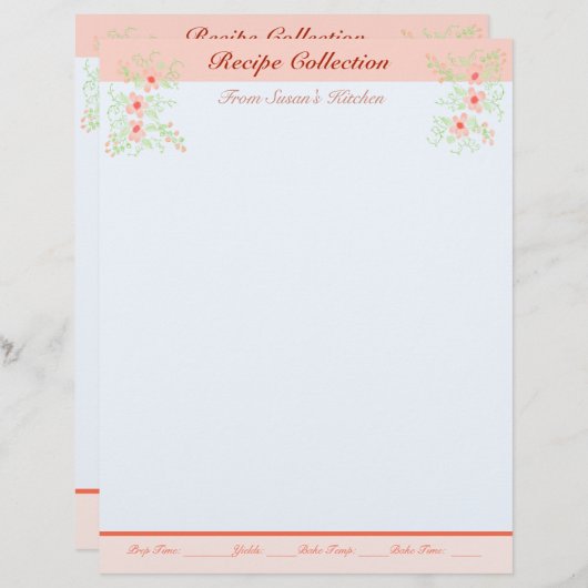 Heerlijk recept Briefpapier met bloem Briefhoofd (Voorkant / Achterkant)