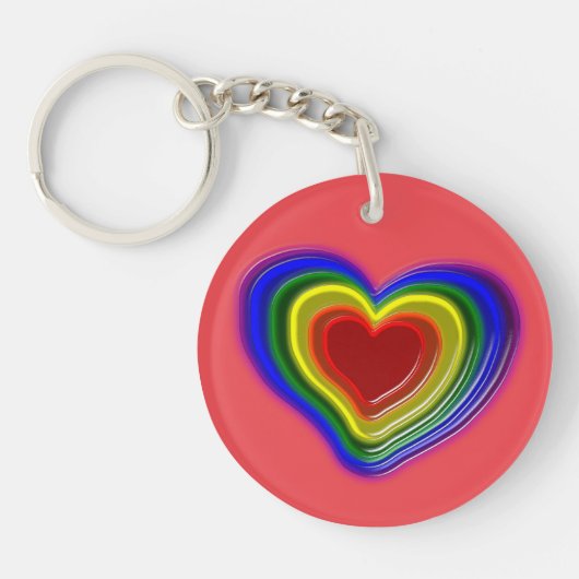 heerlijk regenbooghart sleutelhanger (Voorkant)