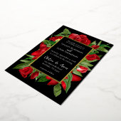 Heerlijk rood bloemenboeket echt folie uitnodiging (Gedraaid)