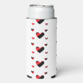 Heerlijk rood en zwart hartenpatroon seltzer blikjeskoeler (Seltzer Achterkant)