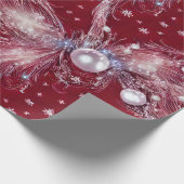 Heerlijk rood & wit kralen gevederde parel wrap cadeaupapier (Hoek)