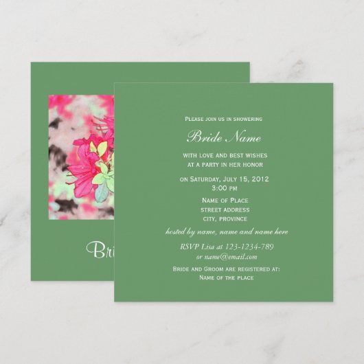 Heerlijk roze azalea bloemen vrijgezellenfeest kaart (Voorkant / Achterkant)